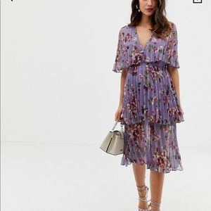 NWOT ASOS Design soft pleated tiered midi dress